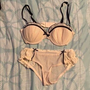 Forever 21 Cream Black Polka Dot Lingerie (sz M)